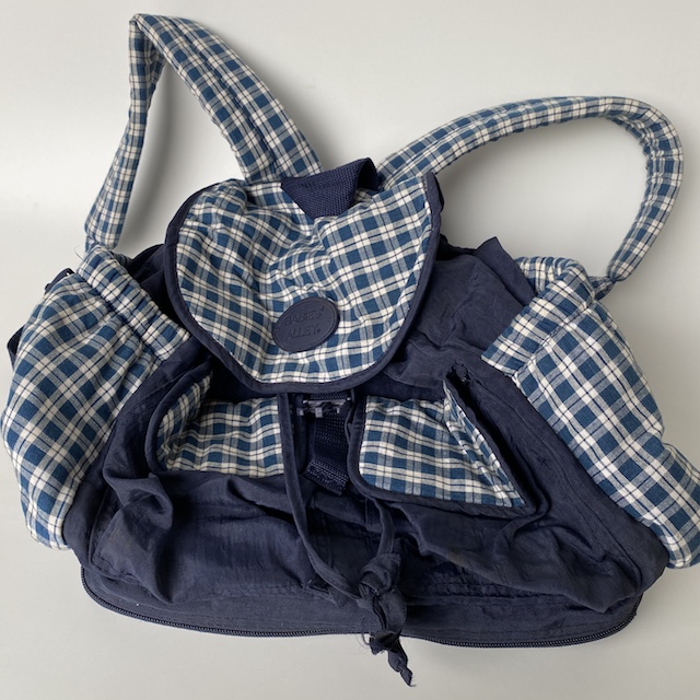 NURSING BAG, Navy Check Nappy Back Pack